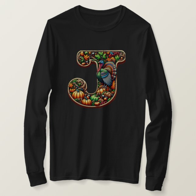 Camiseta Presente estilo Dia de Ação de Graças com a letra  (Frente do Design)