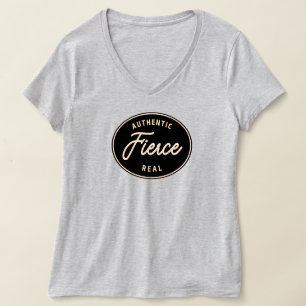 Camiseta Presente feroz, camiseta-T-Neck, cinza