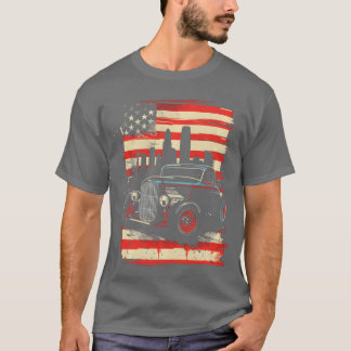 Camiseta Presente Homem Carro Lenda Vintage Bandeira Americ