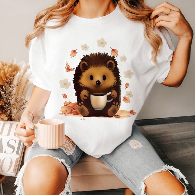 Camiseta Presente Incrível de Ouriço Bebendo Café (Criador carregado)