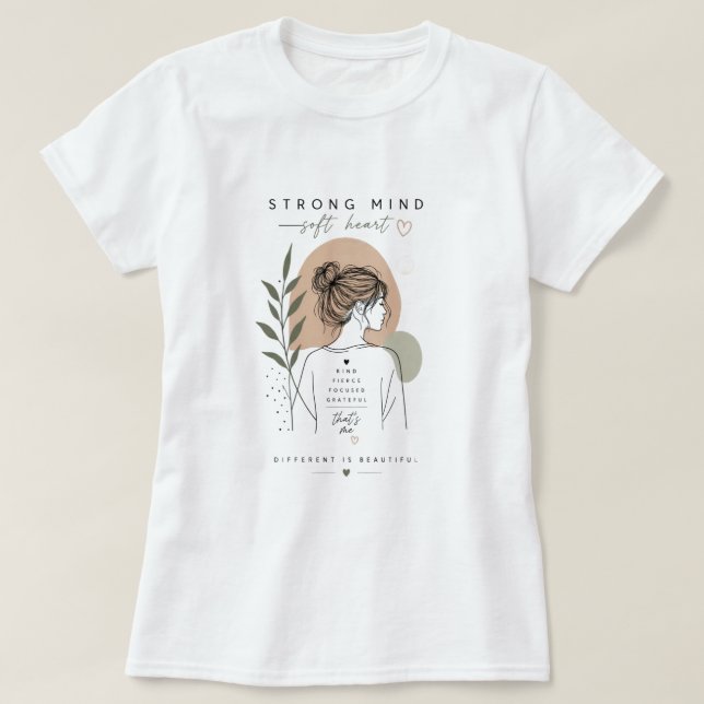 Camiseta Presente Inspirador para Mulheres de Mente Forte e (Frente do Design)