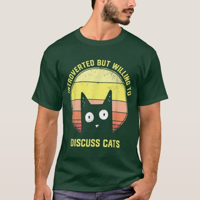 Camiseta Presente Introvertido Mas Disposto a Discutir Gato (Frente)