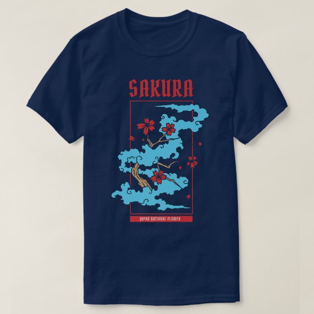 Camiseta Presente Japonês Retro Sakura Pensou em Flor de Ce (Frente do Design)