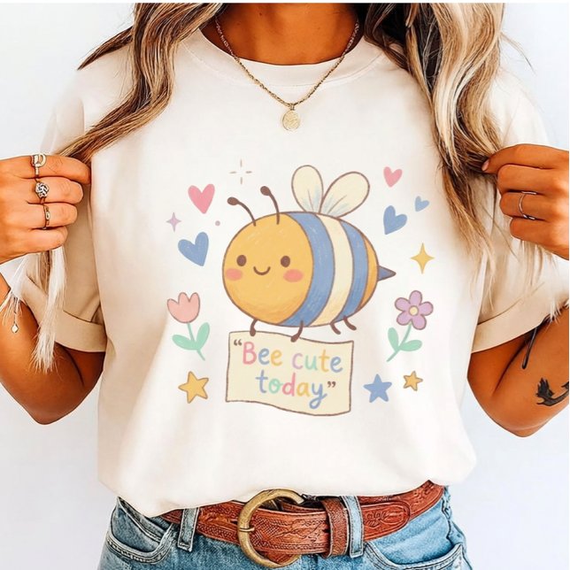 Camiseta Presente Kawaii Abelha Pastel fofa para Amantes de (Criador carregado)