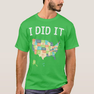 Camiseta Presente Mapa EUA Visitou Todos os 50 Estados Pres
