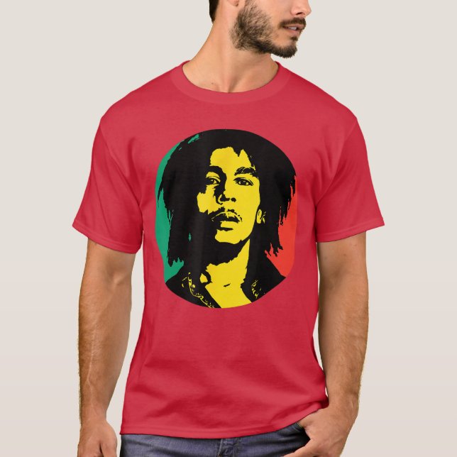 Camiseta Presente menino círculo Rasta Bob Marley (Frente)