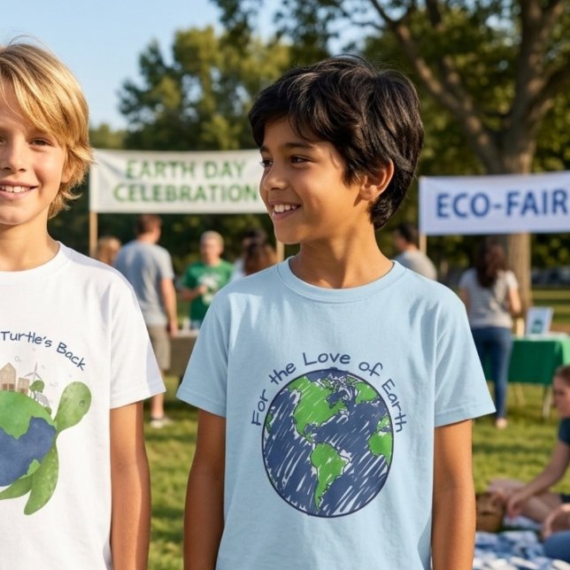 Camiseta Presente Minimal Eco Para Crianças que Amam a Terr (Criador carregado)