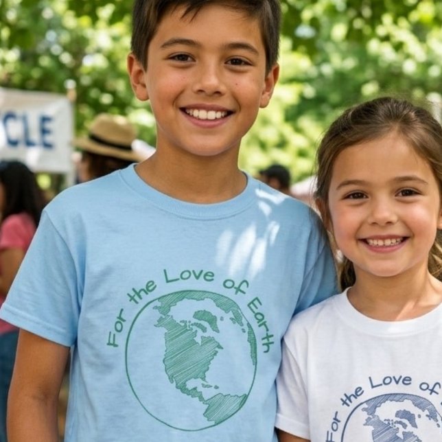 Camiseta Presente Minimal Eco Pelo Amor à Terra para Crianç (Criador carregado)