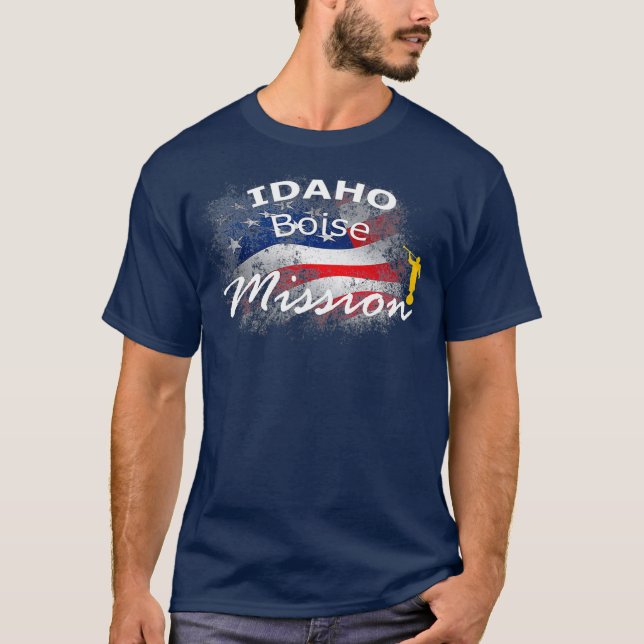 Camiseta Presente Missionário da Missão LDS Idaho Boise Mor (Frente)