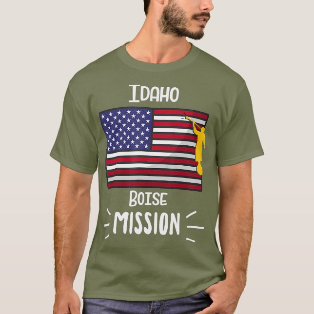 Camiseta Presente Missionário da Missão LDS Idaho Boise Mor (Frente)