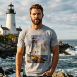 Camiseta Presente Náutico de Aquarela de Farol Masculino