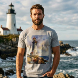 Camiseta Presente Náutico de Aquarela de Farol Masculino