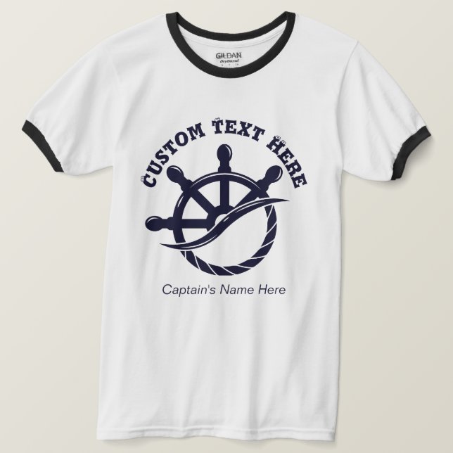 Camiseta Presente Náutico de Barco Capitão Personalizado (Frente do Design)