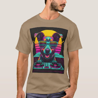 Camiseta Presente Neon Pup DJ Synthwave