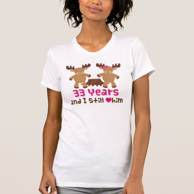 Camiseta Presente no 33º aniversário para ela (Frente)