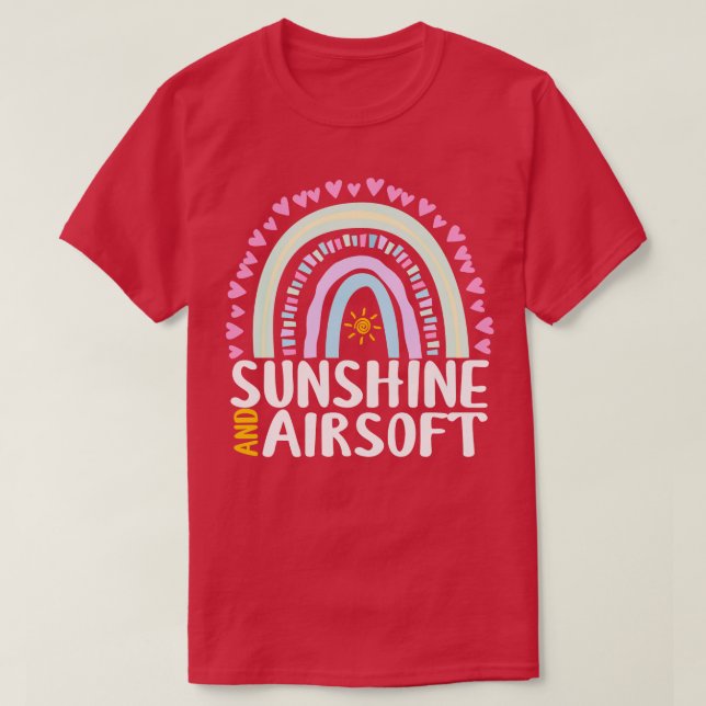 Camiseta Presente no arco-íris sunshine e Airsoft Cute para (Frente do Design)