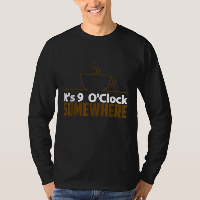 Camiseta Presente no café - É 9 O Relógio em algum lugar (Frente)