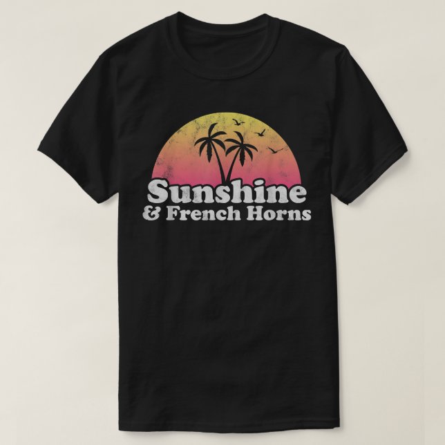 Camiseta Presente no Corno Francês - Sol e Cornos Franceses (Frente do Design)
