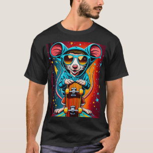 Camiseta Presente no Design do Skateboard do mouse engraçad