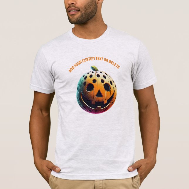 Camiseta Presente no Halloween do picleballer Pumpkin Pickl (Frente)