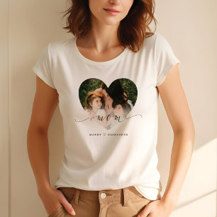 Camiseta Presente para a mãe  Foto de Coração Personaliz