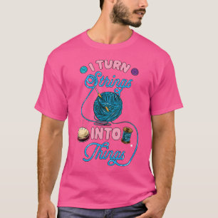 Camiseta Presente para Amante de Crochê Eu Transformo Corda