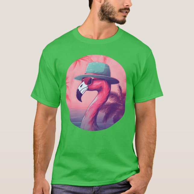 Camiseta Presente para amantes do Flamingo retrô estilo ano (Frente)