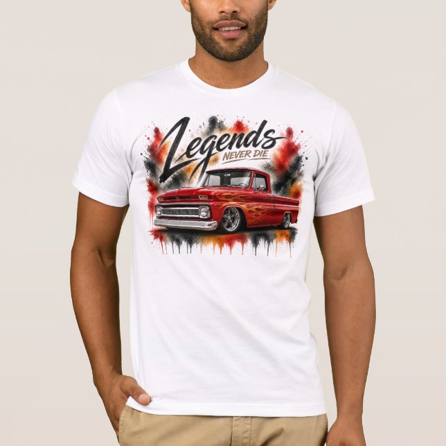 Camiseta Presente para Entusiasta de Caminhão Legends Never (Frente)