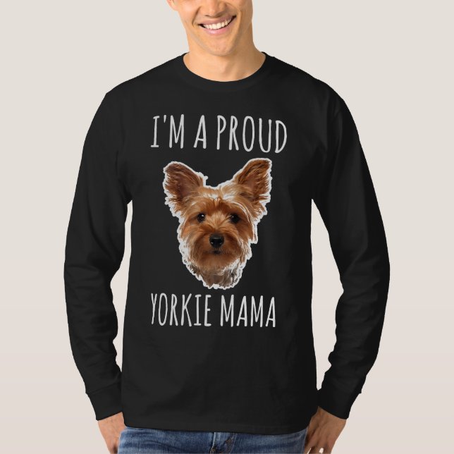 Camiseta Presente para Mãe de Yorkie Mulheres Meninas Dona  (Frente)