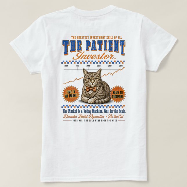 Camiseta Presente para Mulheres Investidoras - Décadas Cons (Verso do Design)