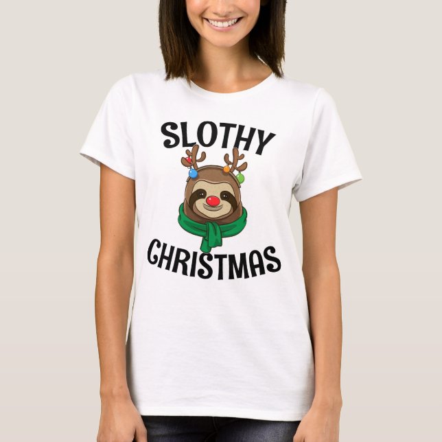 Camiseta Presente Para Os Amantes Sloth No Noivo Natal (Frente)