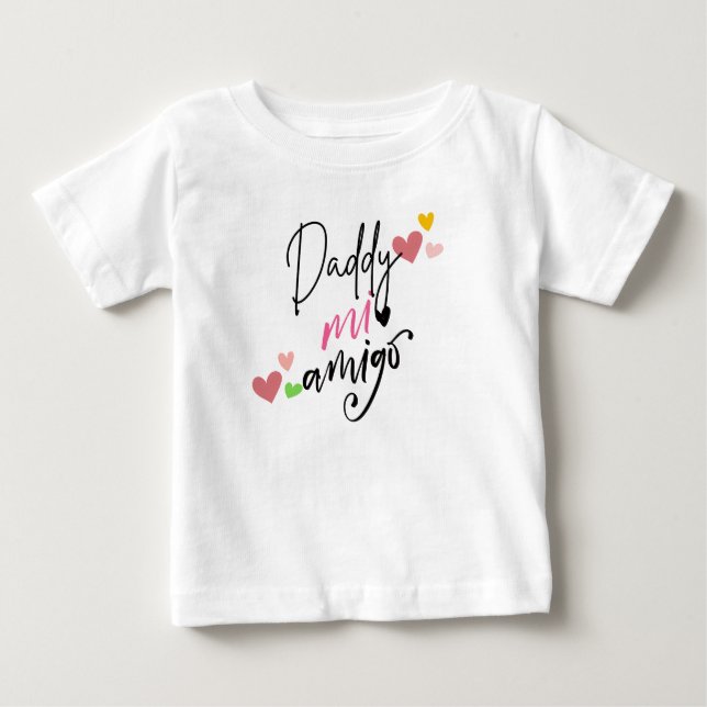 Camiseta Presente para recém-nascido Daddy mi amigo (Frente)