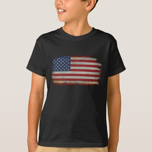 Camiseta presente patriótico estressado da bandeir (Frente)