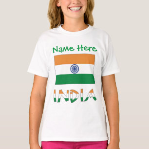 Camiseta Presente Personalizado Bandeira da Índia Menina