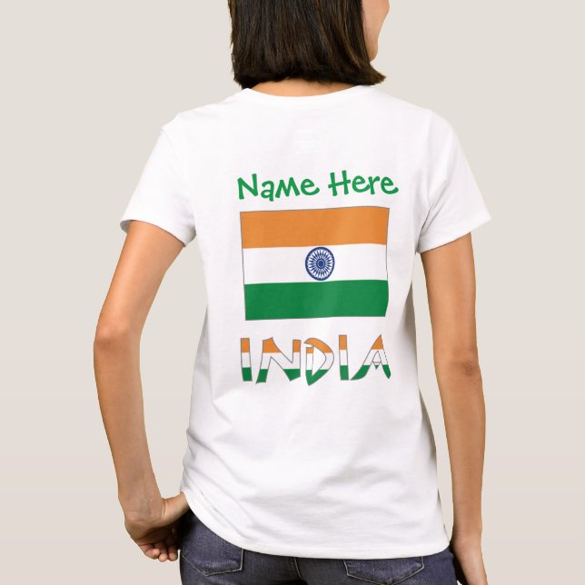 Camiseta Presente Personalizado Bandeira da Índia Mulheres (Verso)