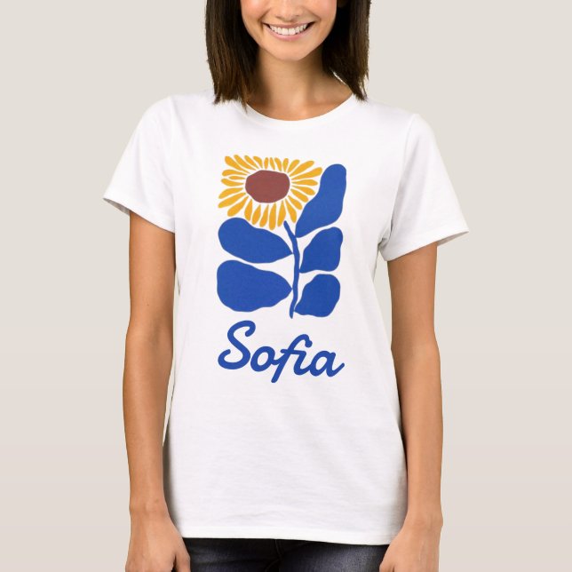Camiseta Presente Personalizado com Nome Floral Retro Perso (Frente)