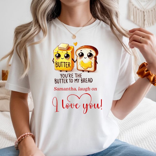 Camiseta Presente Personalizado de Dia dos Namorados Comida (Personalized Valentine Gift Funny Food Women Tee)