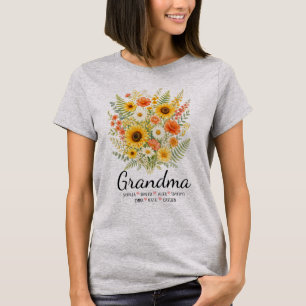 Camiseta Presente Personalizado de Flores para Avó com Nome