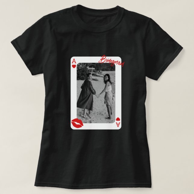 Camiseta Presente Personalizado de Foto para Damas de Honra (Frente do Design)