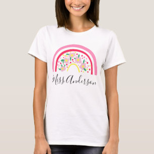 Camiseta Presente Personalizado de Professor Arco-íris Rosa