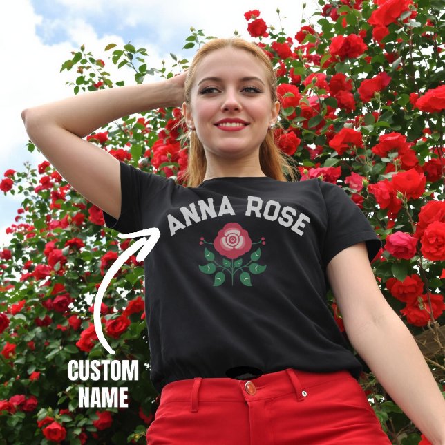 Camiseta Presente personalizado de Rosa gráfico de nome per (Personalized Name Graphic Rose Custom Gift for Her T-Shirt)