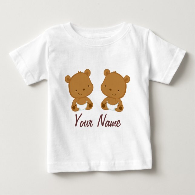 Camiseta Presente Personalizado de Urso Gêmeo (Frente)