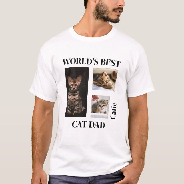 Camiseta Presente personalizado do melhor Pai de gatos do m (Frente)