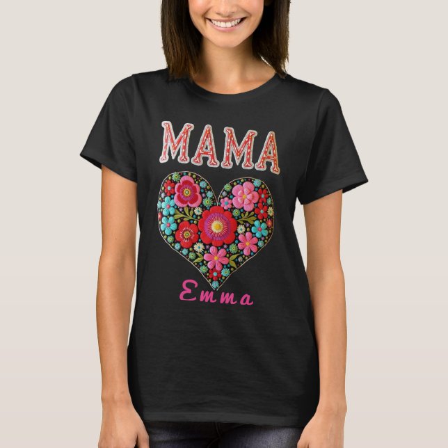 Camiseta Presente Personalizado Floral Coração de Mamãe (Frente)