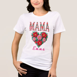 Camiseta Presente Personalizado Floral Coração de Mamãe