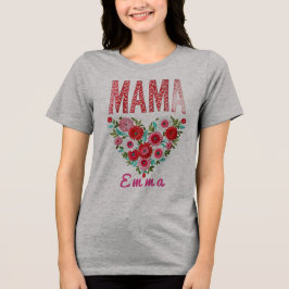 Camiseta Presente Personalizado Floral Coração de Mamãe