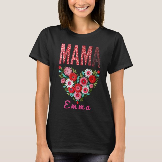Camiseta Presente Personalizado Floral Coração de Mamãe (Frente)