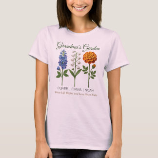 Camiseta Presente Personalizado para Avó Crochê Flores de N