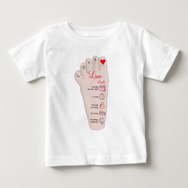 Camiseta Presente Personalizado para Bebé Recém-Nascido Det (Frente)