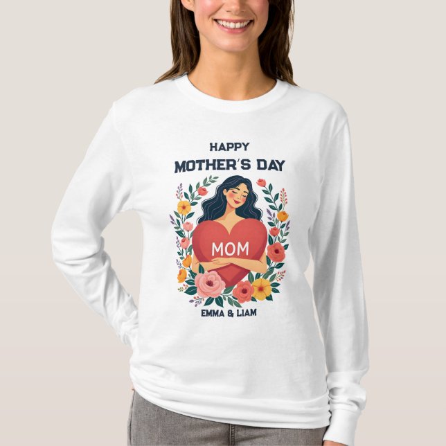 Camiseta Presente Personalizado para o Dia das Mães para a  (Frente)